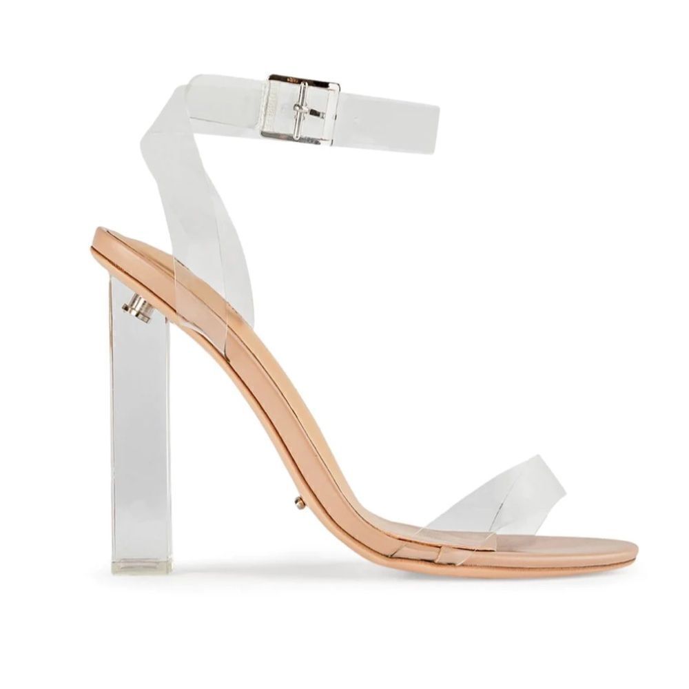 Tony Bianco Kiki Heeled Sandals Clear Vinylite/Skin Capretto Sandals Size 8